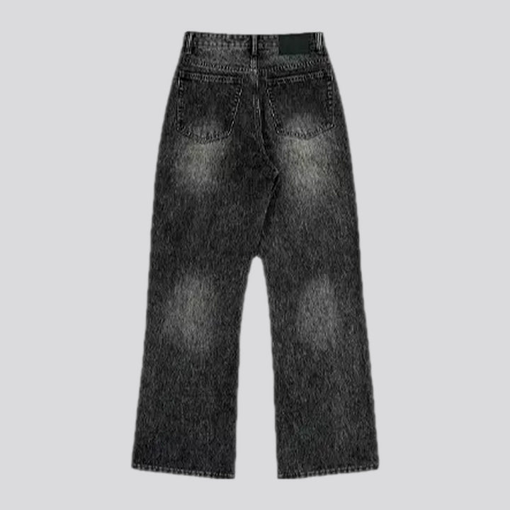 Fashionable bootcut creased men's jeans