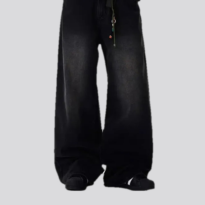 Baggy fit mid rise boho men's jeans