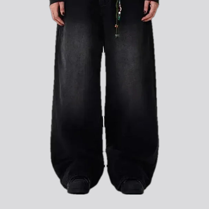 Baggy fit mid rise boho men's jeans