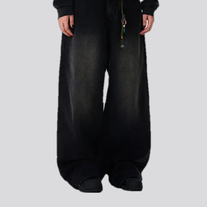 Baggy fit mid rise boho men's jeans