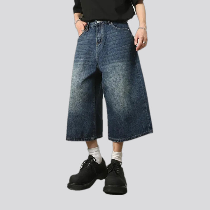 Smooth creased look casual men's jeans shorts