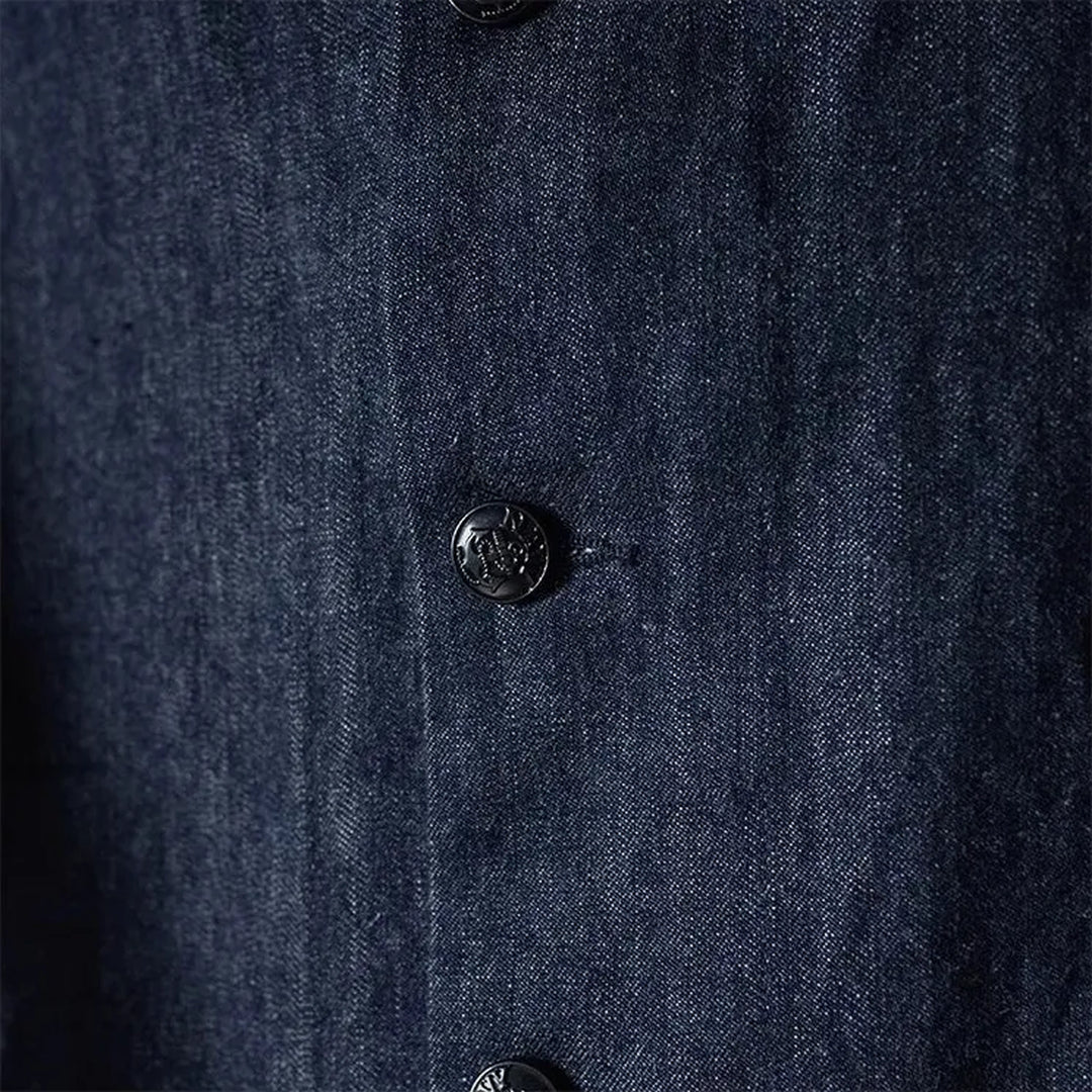 Shawl collar selvedge men's jean chore jacket
