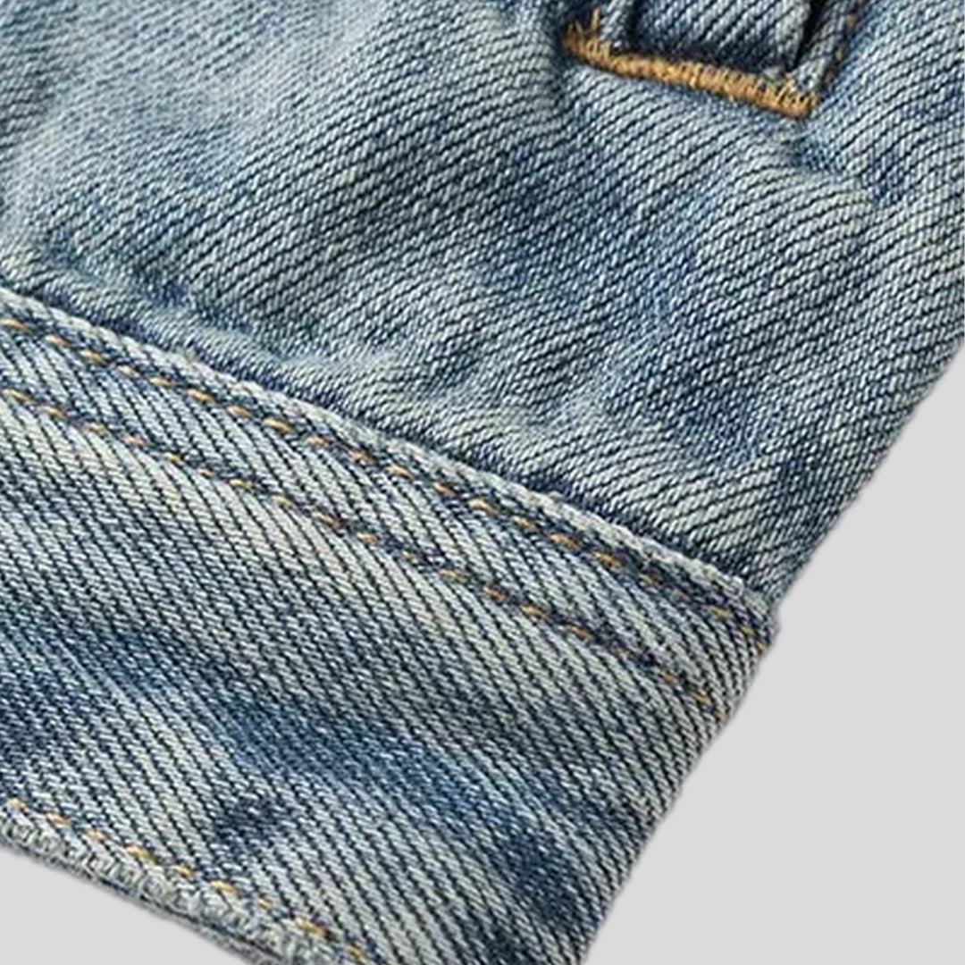 Embroidered men's jean trucker jacket