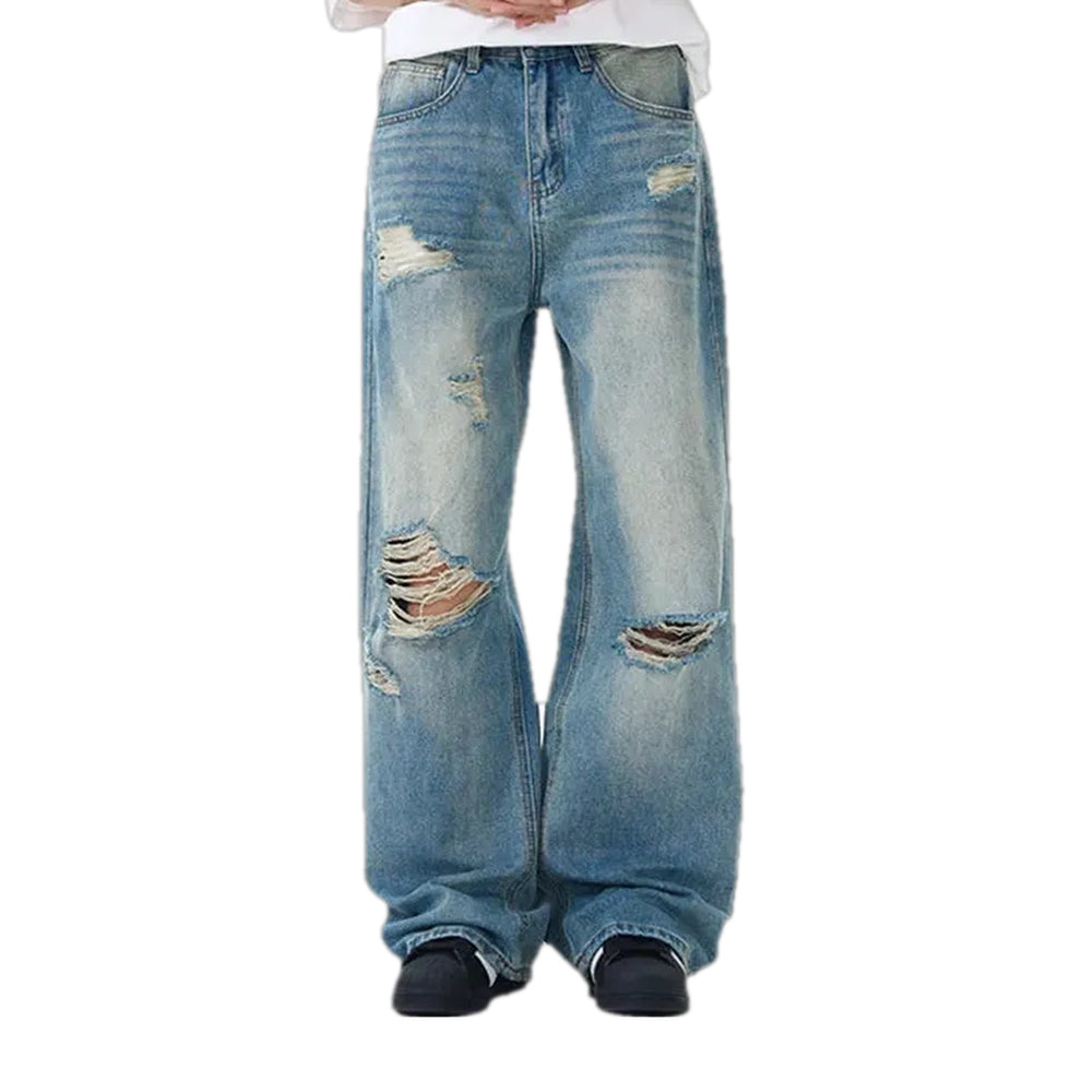 Slouchy Stonewashed 90s Men's Jeans - Light Blue
