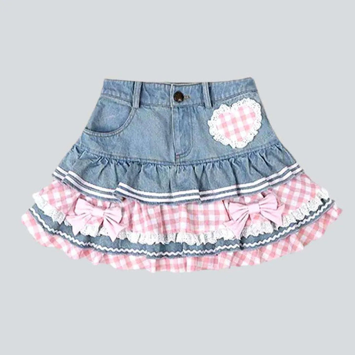 Pink frills skater denim skirt | Jeans4you.shop